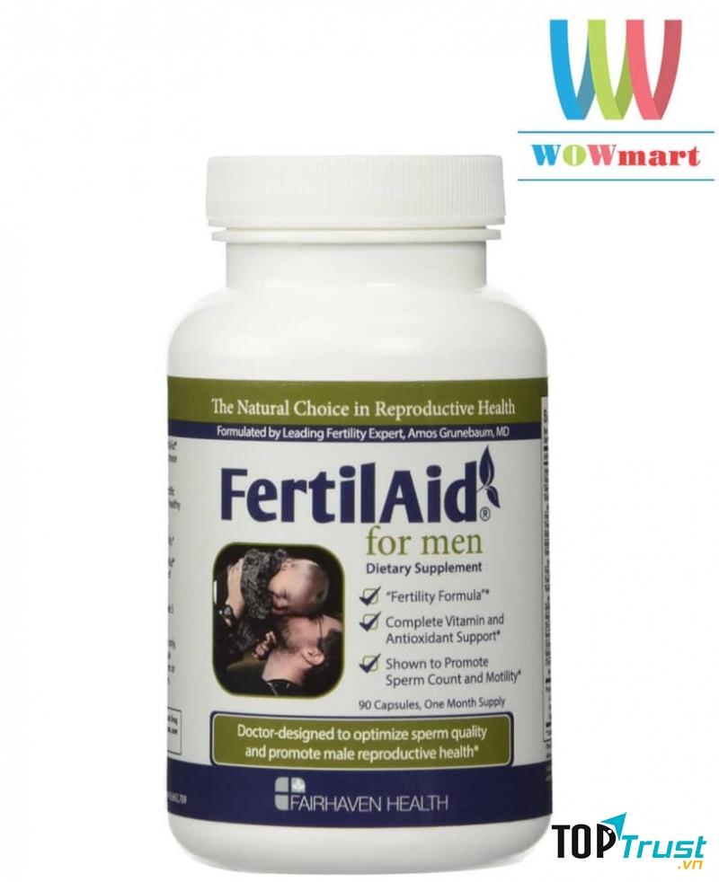 Thuốc tăng chất lượng tinh trùng FairHaven Health FertilAid for Men 90 viên