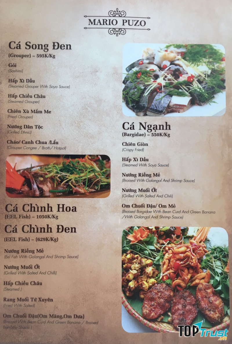 Menu nhà hàng