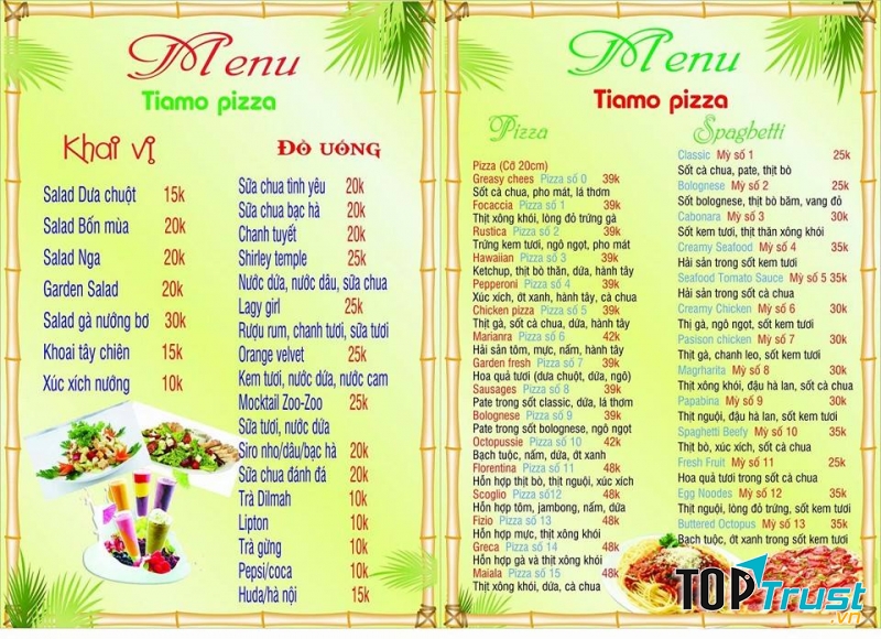 Thực đơn đa dạng, hấp dẫn