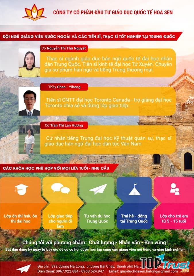 Tiếng Trung Hoa Sen với đội ngũ giáo viên chất lượng