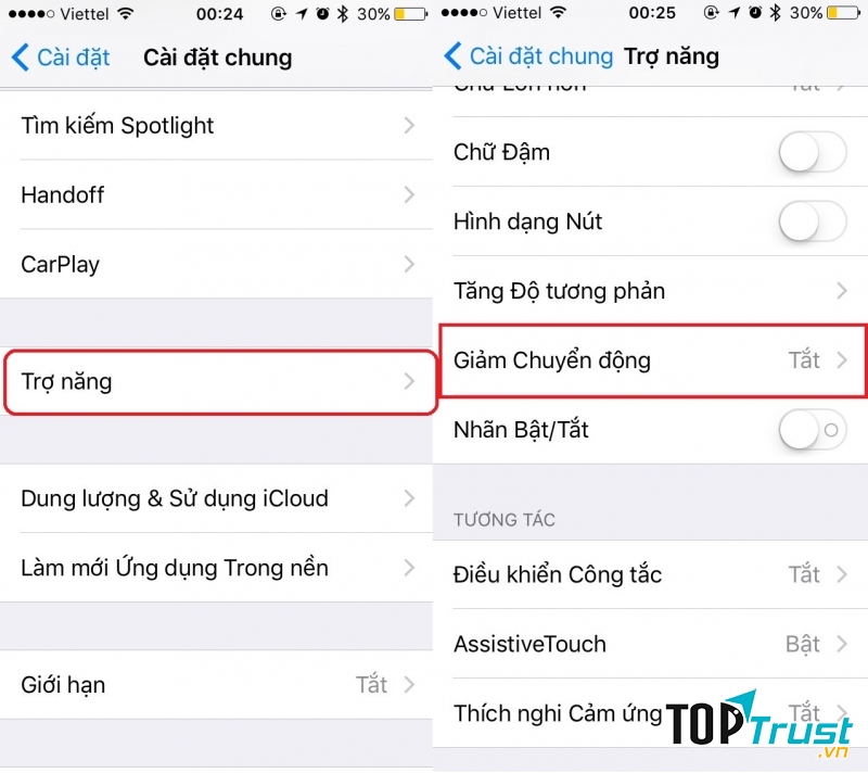 Tắt tính năng giảm chuyển động khi không dùng đến