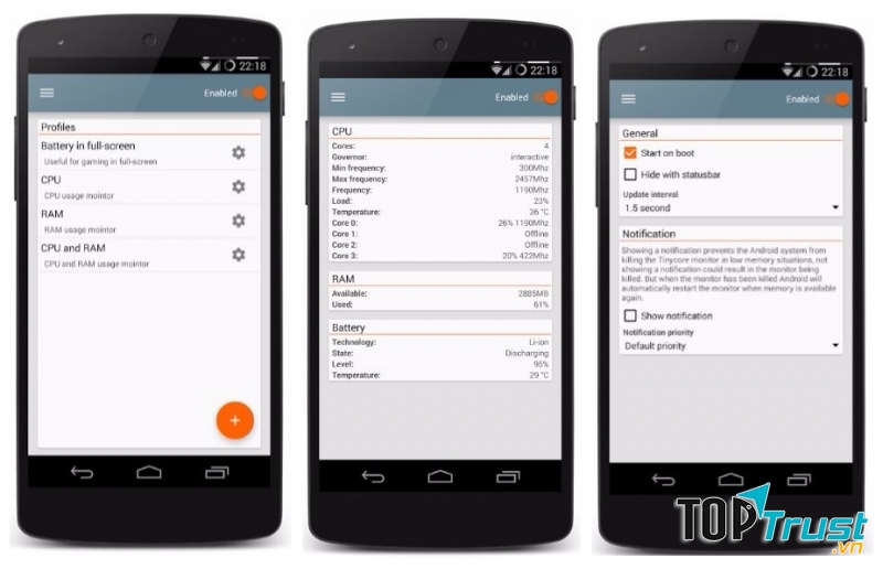 Giao diện ứng dụng Tiny Core