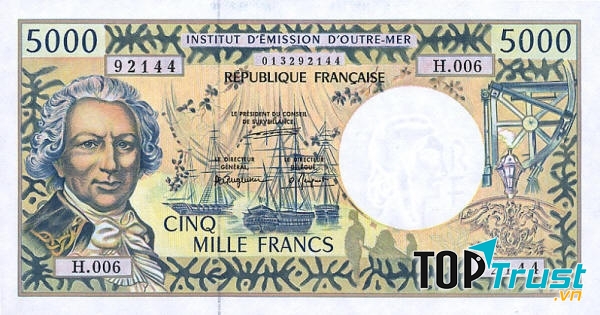 Tờ franc của vùng Polynesia thuộc Pháp