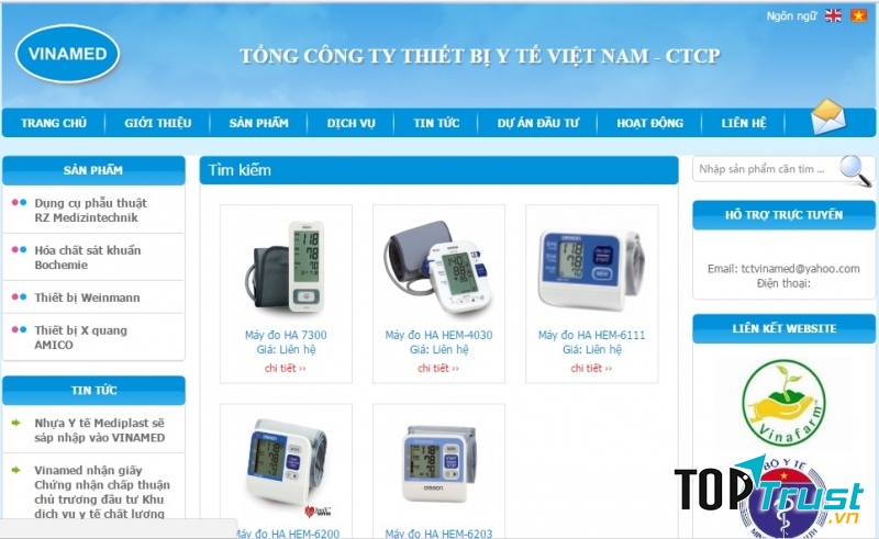 Website của Tổng Công ty Thiết bị Y tế Việt Nam - CTCP ( Vinamed)