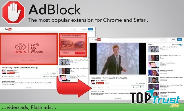 AdBlock cho phép bạn xem video thoải mái mà không lo quảng cáo bật bất ngờ