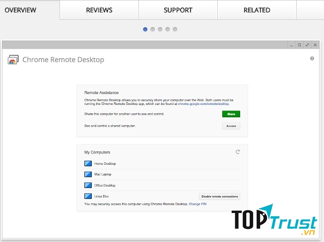 Chrome Remote Desktop cho phép bạn điều khiển màn hình máy tính từ xa tương tự Teamviewer