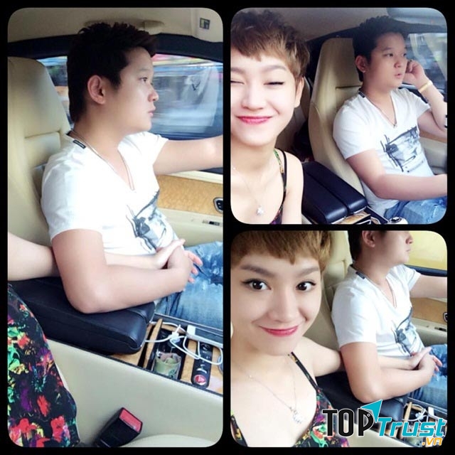 Trà My và chồng hạnh phúc bên xế sang