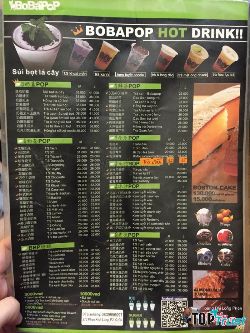 Menu rất phong phú