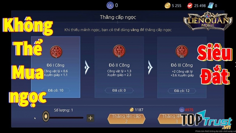 Trang bị ngọc trước khi chơi