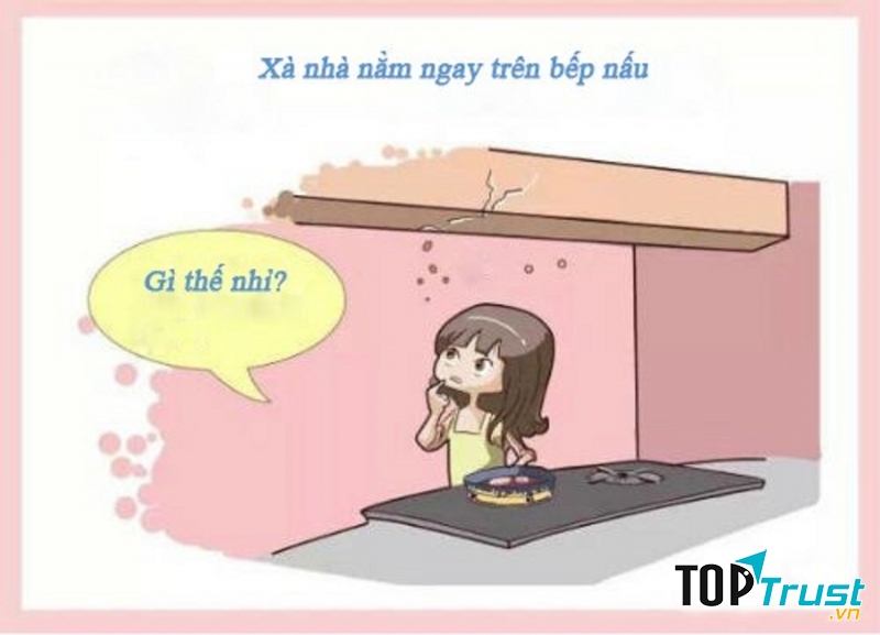 Tránh đặt bếp chỗ có xà ngang phía trên