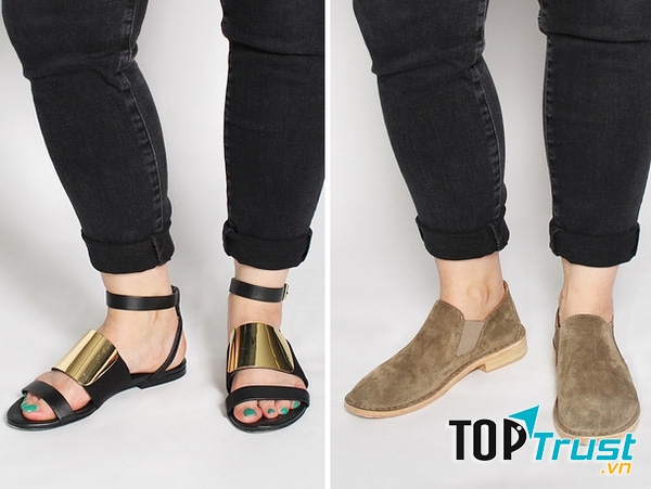 Tránh mang sandal với quần sắn gấu và kể cả short cũng không ngoại lệ