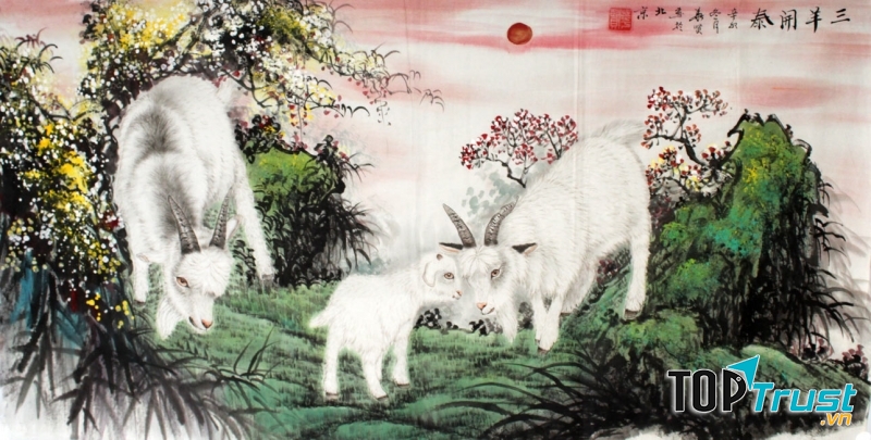 Người tuổi Hợi nên treo một bức tranh phong thủy linh vật Tam dương