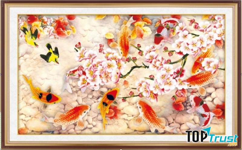 Cửu ngư quần hội là bức tranh phong thủy hợp với gia chủ tuổi Ngọ