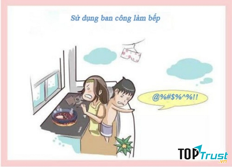 Tránh tận dụng ban công làm bếp