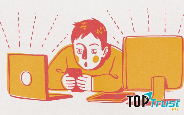 Công việc trước mắt nhưng vẫn trì hoãn để lướt điện thoại
