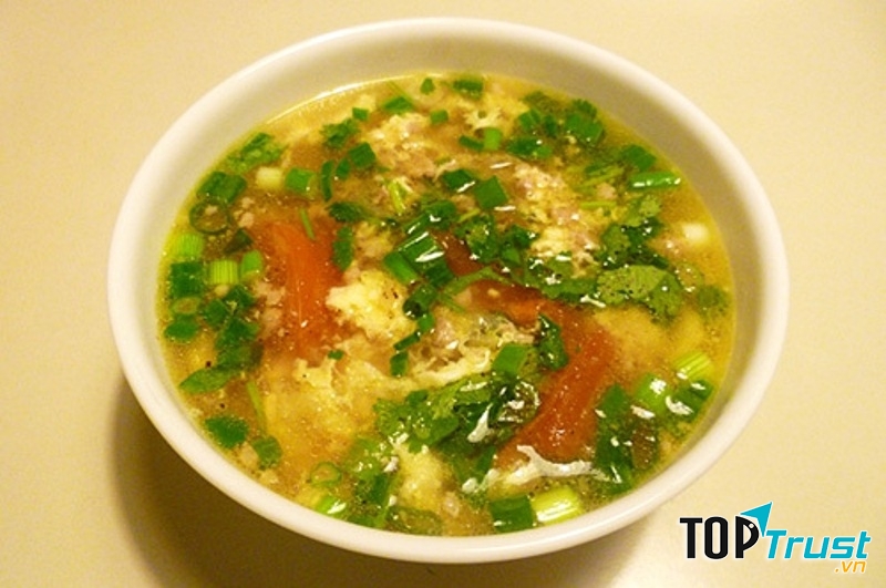 Canh cà chua trứng đậu hũ