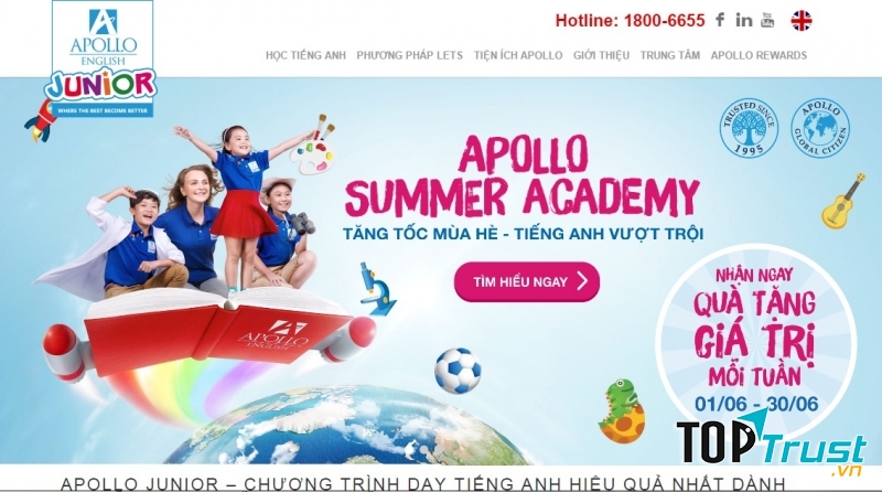 Website của Trung tâm Anh ngữ Apollo