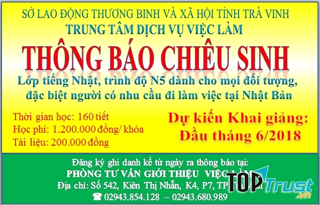 Trung tâm chiêu sinh các lớp tiếng Nhật  trình độ N5 để hỗ trợ người lao động có nhu cầu học tiếng Nhật