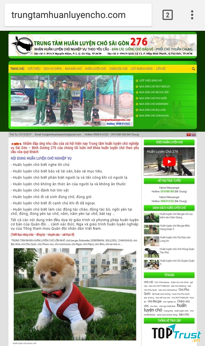 Trung tâm huấn luyện chó nghiệp vụ 276