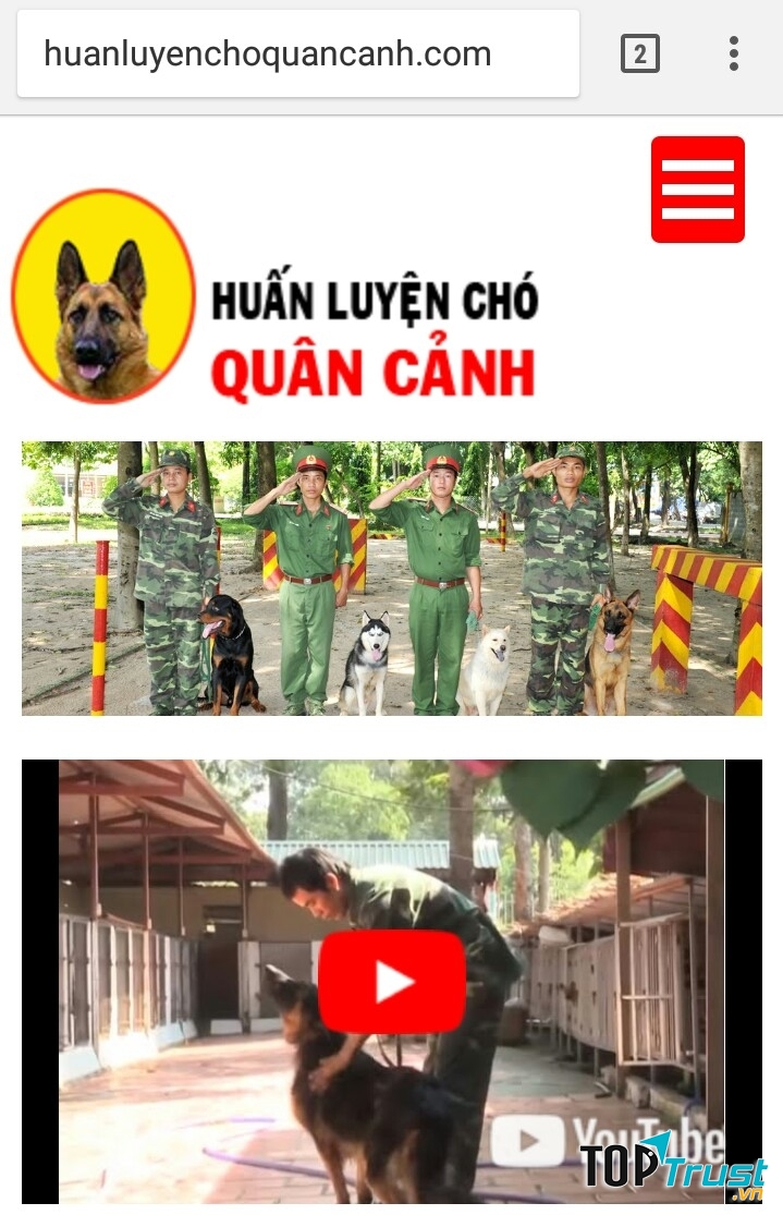 Trang website của trường huấn luyện chó quân cảnh TPHCM