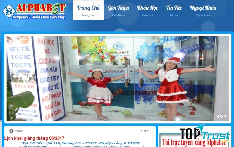 Website của Trung tâm Ngoại ngữ Alphabet