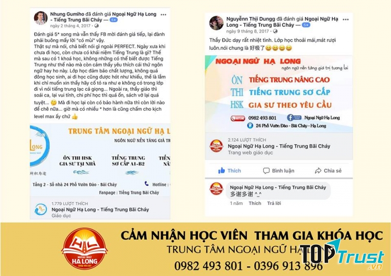 Đánh giá của học viên khi tham gia các khóa học tại trung tâm