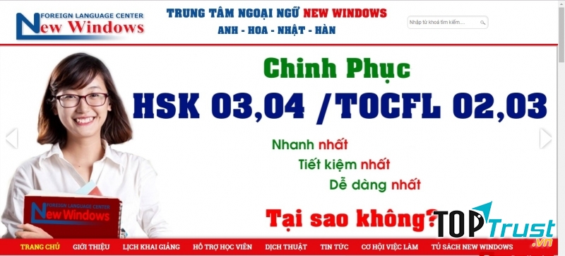 Website của Trung tâm Ngoại Ngữ New Window