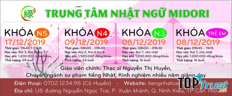 Trung tâm Nhật ngữ Midori là nơi đào học chương trình học tiếng Nhật ở các bậc sơ cấp, trung cấp, cao cấp, đàm thoại cho những học viên