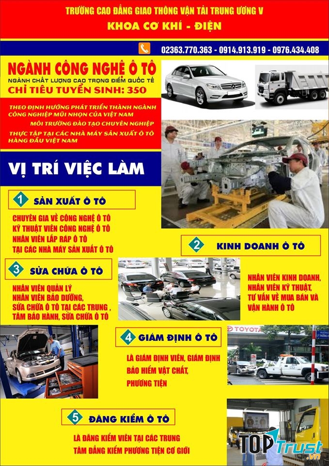 Vị trí việc làm sau khi học nghề Công nghệ ô tô.
