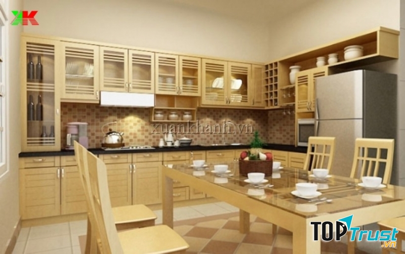 Tủ bếp hiện đại có vách ngăn