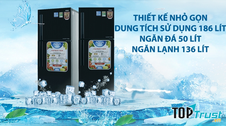 Tủ lạnh Aqua Inverter 186 lít AQR-I209DN DC