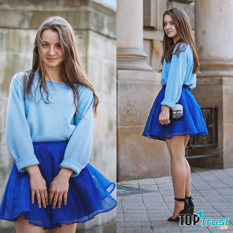 Trang phục màu xanh da trời hợp với người tuổi Dần