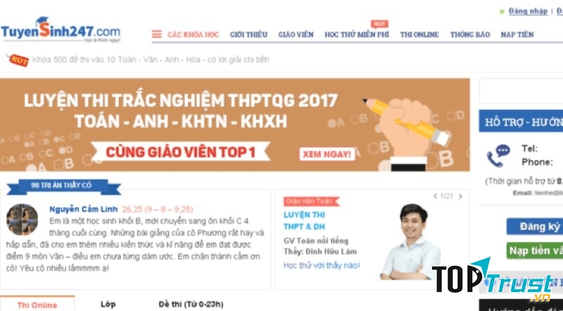 Website luyện thi đại học Tuyensinh247.com