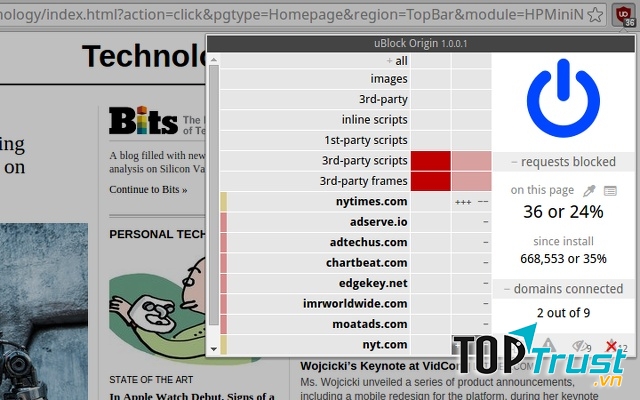 Tiện ích mở rộng Ublock Origin