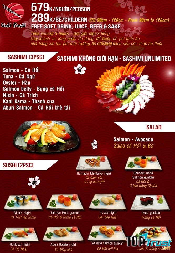 Menu tại Uchi Sushi