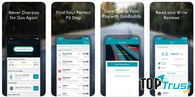 Ứng dụng Gasbuddy cung cấp nhiều thông tin hữu ích