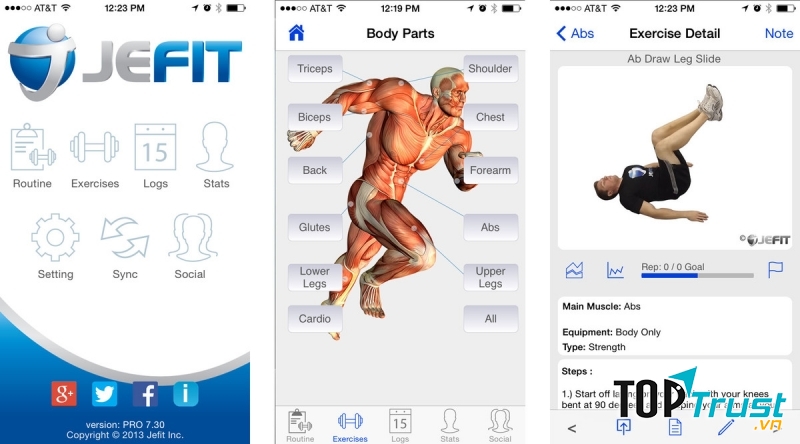 Ứng dụng dành riêng cho hoạt động tập luyện trong phòng gym