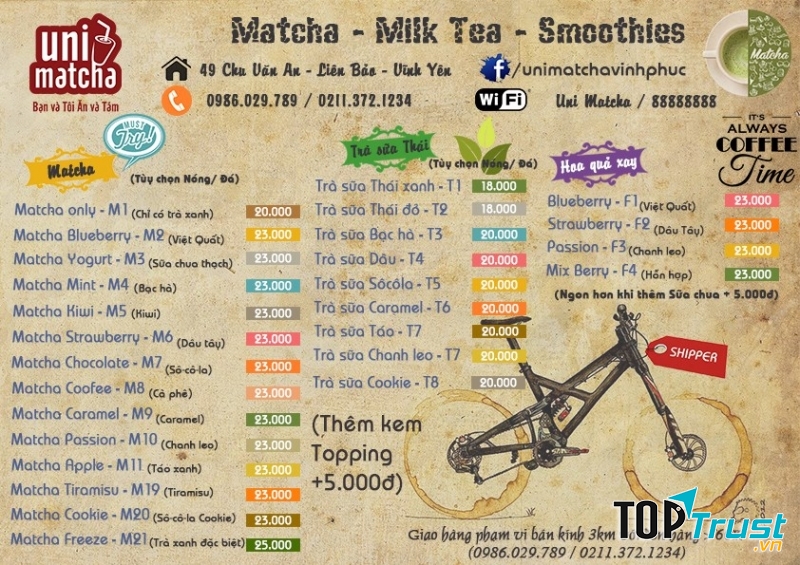 Menu của Uni Matcha