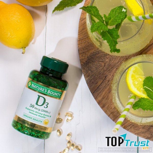 Viên Uống Bổ Sung Vitamin D3 5000IU Nature's Bounty hỗ trợ hệ xương khớp và răng chắc khỏe.