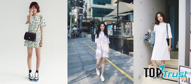 Bạn có thể kết hợp đa dạng các kiểu váy cao cổ chất liệu khác nhau với giày thể thao