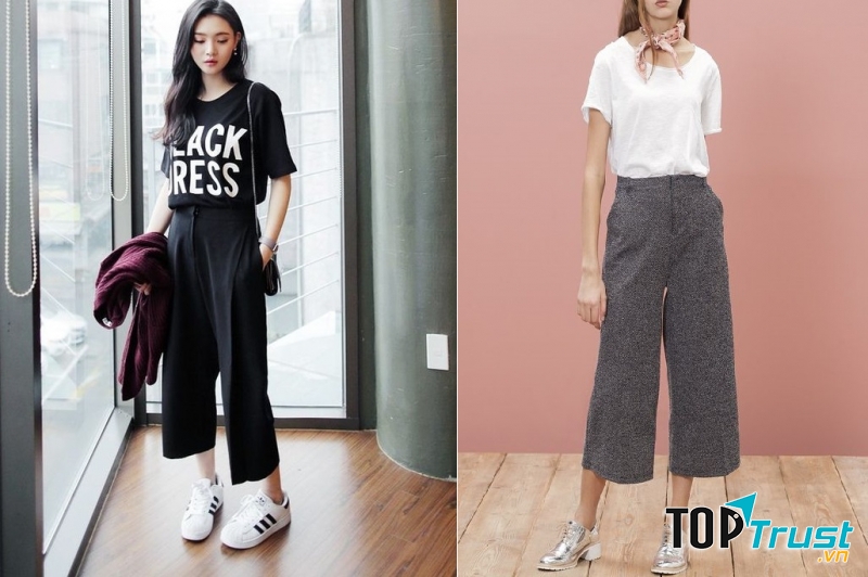 Quần dáng rộng cùng giầy năng động