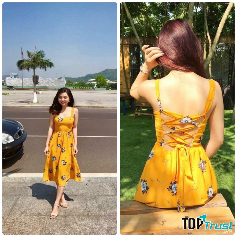 Váy hai dây đan lưng