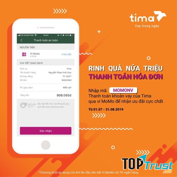 Vay tiền trong ngày Tima