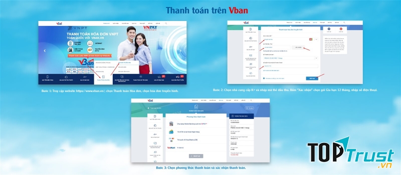 Đến với Vban.vn, bạn có thể thanh toán trực tuyến thông qua tài khoản ngân hàng hoặc ví điện tử VnMart
