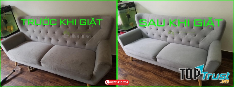 An toàn tuyệt đối, đảm bảo giặt sạch, không làm bay màu, phai màu hay ảnh hưởng đến thẩm mỹ của sofa.