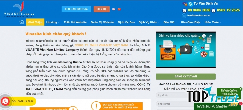 Hình ảnh giao diện web Vinasite