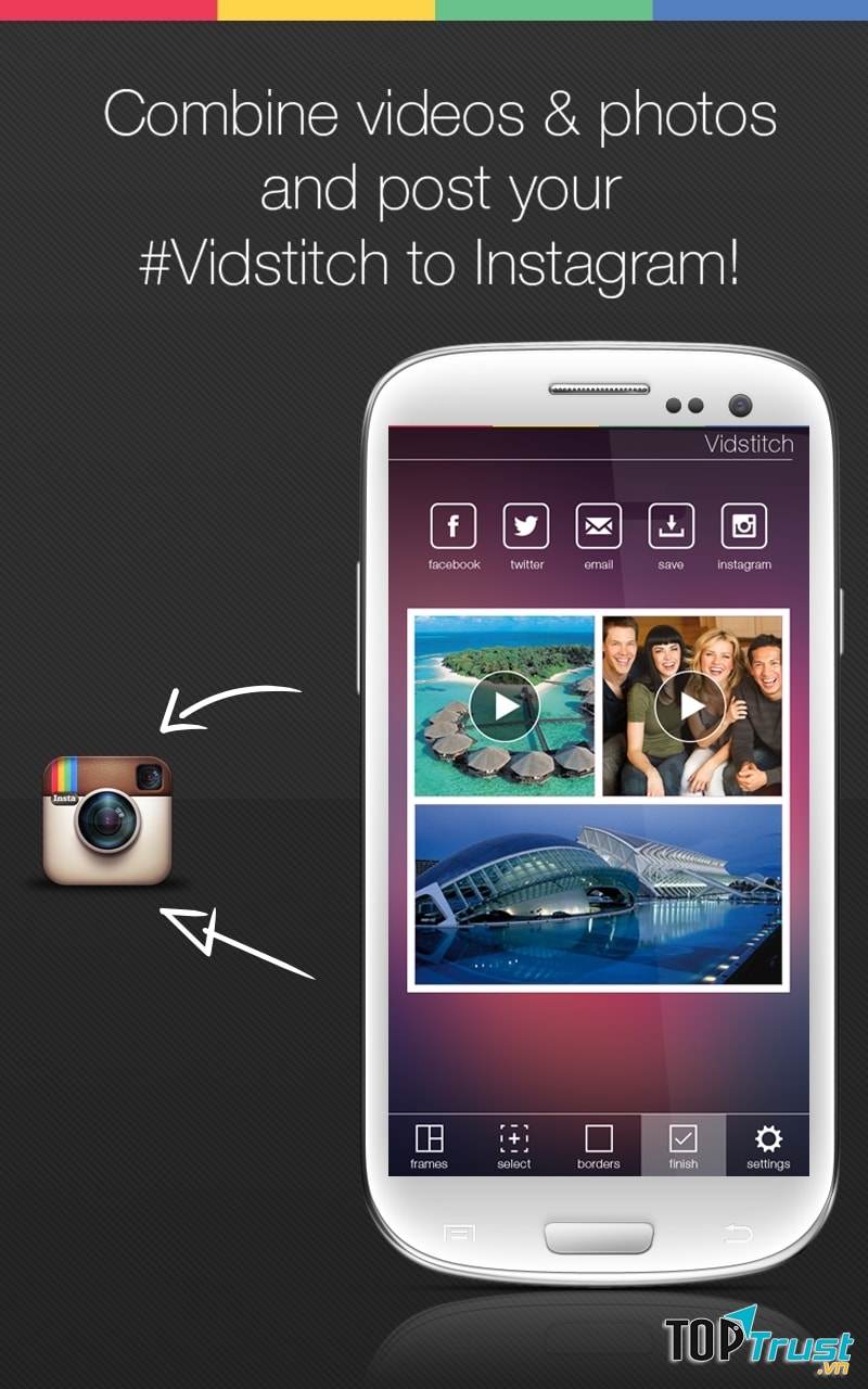 Dễ dàng chia sẻ trên Instagram