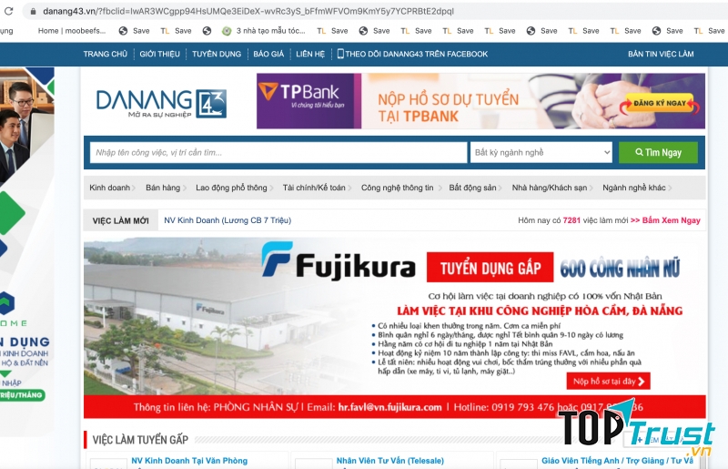 Website của Việc làm Đà Nẵng