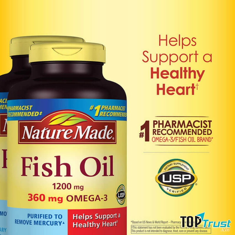Viên dầu cá Nature Made Fish Oil 1200mg 200 viên