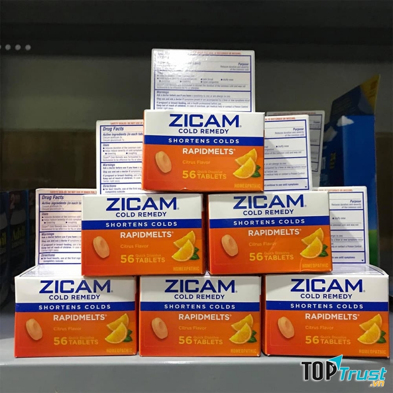 Viên ngậm vị cam hỗ trợ trị nhanh hết ho cảm lạnh Zicam Cold Remedy Rapidmelts 56 viên